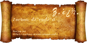 Zerbes Árpád névjegykártya